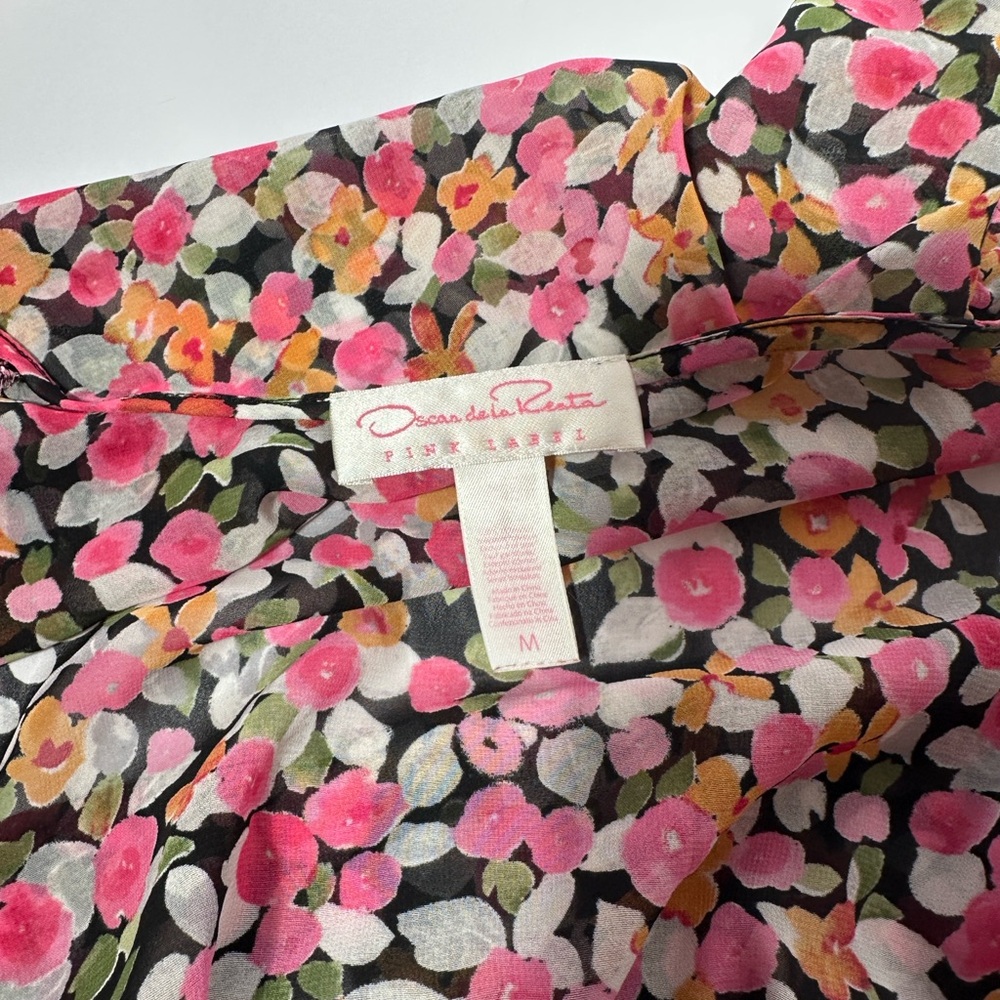 Oscar de la Renta Floral Wrap lingerie robe with Black Tie